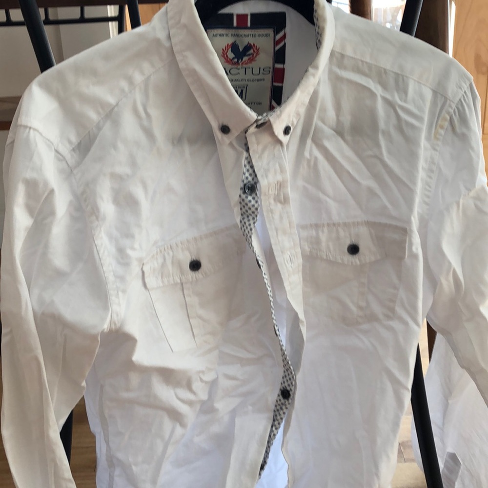 Mens cactus white button down